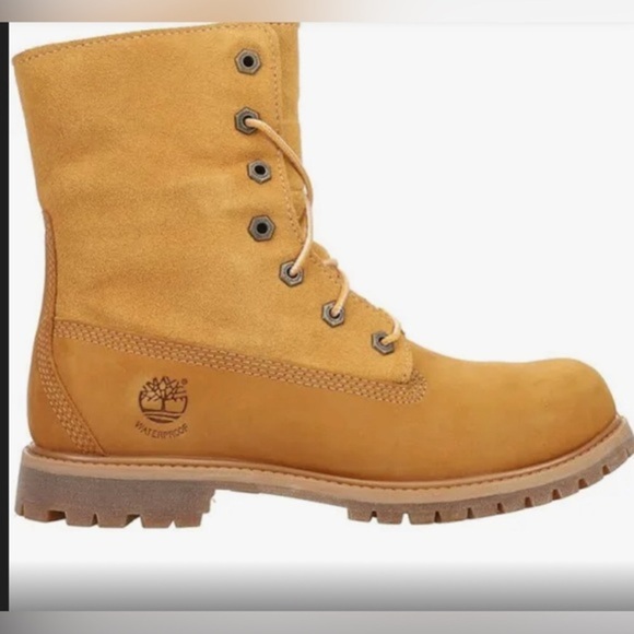Timberland Teddy Fleece Fold-Down honey wheat suede lace up combat boots size 10 - Picture 9 of 12